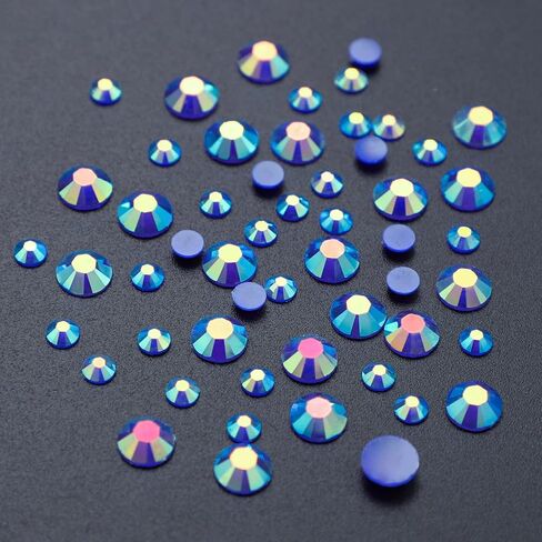 HAUTOCO 6944 قطعة من أحجار الراين المسطحة من الراتنج الشفاف، 2 مم 3 مم 4 مم 5 مم 6 مم مستديرة غير قابلة للإصلاح من أحجار الراين اللامعة مع ملقط وقلم اختيار للحرف اليدوية وفن الأظافر والملابس والأكواب (SS6~SS30) in Kuwait