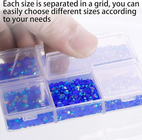 HAUTOCO 6944 قطعة من أحجار الراين المسطحة من الراتنج الشفاف، 2 مم 3 مم 4 مم 5 مم 6 مم مستديرة غير قابلة للإصلاح من أحجار الراين اللامعة مع ملقط وقلم اختيار للحرف اليدوية وفن الأظافر والملابس والأكواب (SS6~SS30) in Kuwait