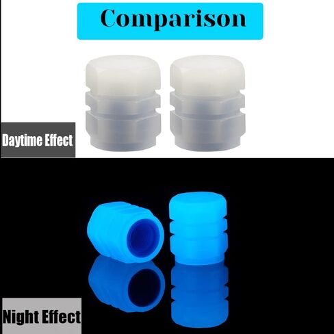 Pincuttee Tire Valve Stem Caps for Car 4 Pack, Glowing Tire Valve Stem Caps,Fluorescent Car Tire Valve Caps, Universal Tire Valve Stem Covers for Car, Truck, SUV(Blue) in Saudi Arabia