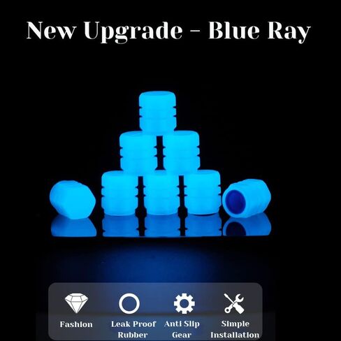 Pincuttee Tire Valve Stem Caps for Car 4 Pack, Glowing Tire Valve Stem Caps,Fluorescent Car Tire Valve Caps, Universal Tire Valve Stem Covers for Car, Truck, SUV(Blue) in Saudi Arabia