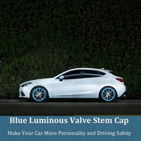 Pincuttee Tire Valve Stem Caps for Car 4 Pack, Glowing Tire Valve Stem Caps,Fluorescent Car Tire Valve Caps, Universal Tire Valve Stem Covers for Car, Truck, SUV(Blue) in Saudi Arabia