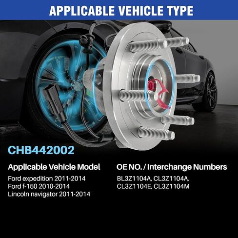 515142 Front Wheel Bearing Hub Assembly Compatible with Ford Expedition 2011-2014, for Ford F-150 2010-2014, for Lincoln Navigator 2011-2014, 6 Lugs w/ABS, 2Pcs in Kuwait