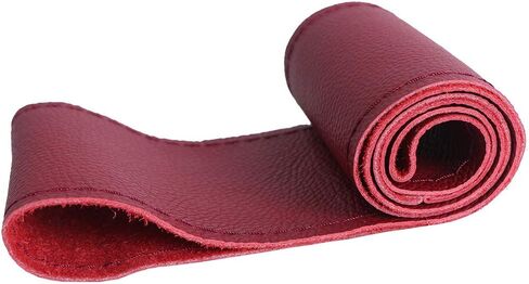 15 Inch Universal Cow Leather Car Steering Wheel Cover Soft and Delicate DIY Black Cowhide Steering Wrap Red Sewing Line in Saudi Arabia