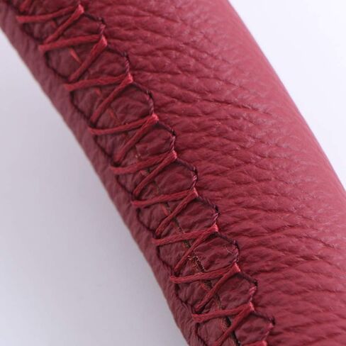 15 Inch Universal Cow Leather Car Steering Wheel Cover Soft and Delicate DIY Black Cowhide Steering Wrap Red Sewing Line in Saudi Arabia