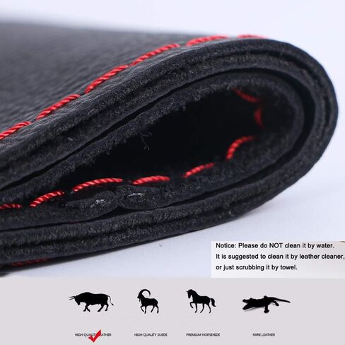 15 Inch Universal Cow Leather Car Steering Wheel Cover Soft and Delicate DIY Black Cowhide Steering Wrap Red Sewing Line in Saudi Arabia