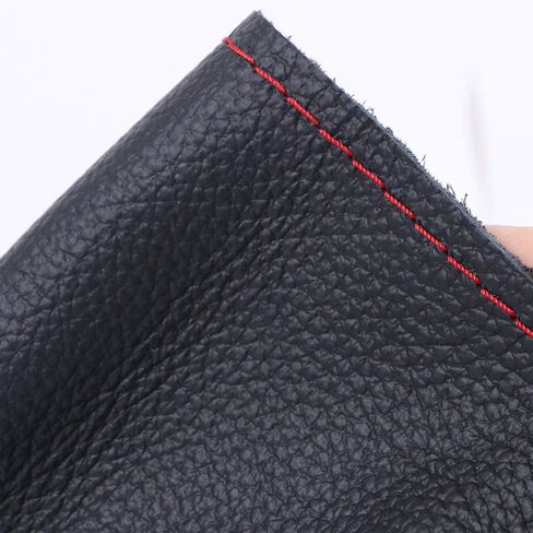 15 Inch Universal Cow Leather Car Steering Wheel Cover Soft and Delicate DIY Black Cowhide Steering Wrap Red Sewing Line in Saudi Arabia