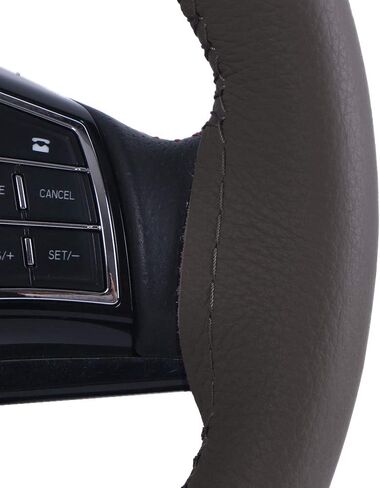 15 Inch Universal Cow Leather Car Steering Wheel Cover Soft and Delicate DIY Black Cowhide Steering Wrap Red Sewing Line in Saudi Arabia