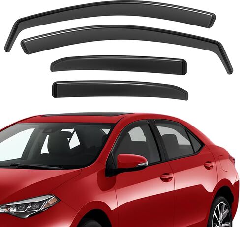 حاجب نافذة واقي المطر الأسود من ACLONG مناسب لسيارة Toyota Corolla 2014 2015 2016 2017 2018 حاجب شمس مضاد للكسر في الجانب، عاكسات النوافذ، حاجبات المطر، مجموعة من 4 قطع in Kuwait