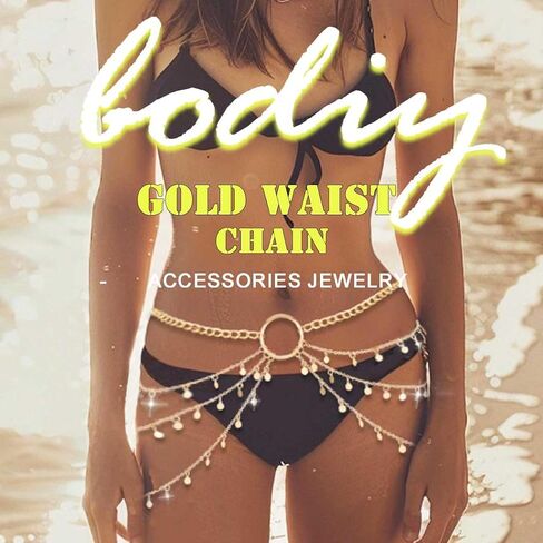 BODIY Gold Waist Chain Sequin Layered Belly Chain Body Chain Body Jewelry Accessories for Women in Kuwait