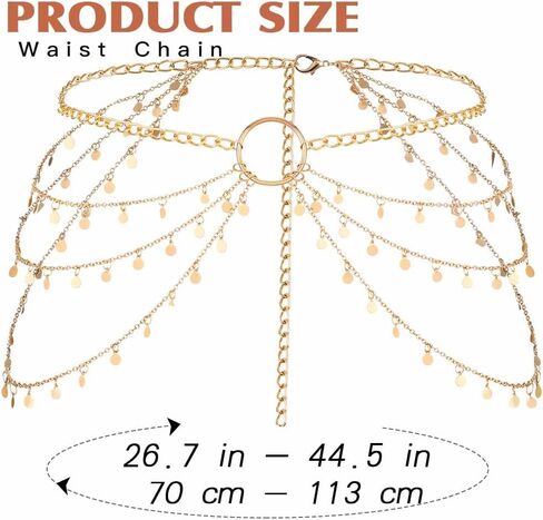 BODIY Gold Waist Chain Sequin Layered Belly Chain Body Chain Body Jewelry Accessories for Women in Kuwait