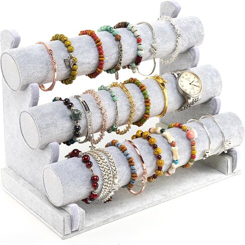 3 Tier Detachable Bracelet Display, Bracelet Holder Display, Bracelet Organizer, Bracelet Display Stand, For Bracelets, Necklaces, Bangles, Headbands, and Watches (Ice Velvet) in Saudi Arabia