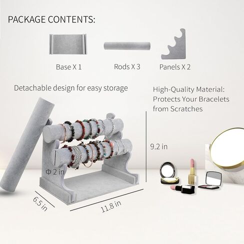 3 Tier Detachable Bracelet Display, Bracelet Holder Display, Bracelet Organizer, Bracelet Display Stand, For Bracelets, Necklaces, Bangles, Headbands, and Watches (Ice Velvet) in Saudi Arabia