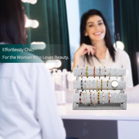 3 Tier Detachable Bracelet Display, Bracelet Holder Display, Bracelet Organizer, Bracelet Display Stand, For Bracelets, Necklaces, Bangles, Headbands, and Watches (Ice Velvet) in Saudi Arabia