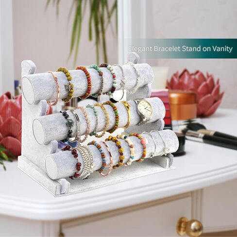 3 Tier Detachable Bracelet Display, Bracelet Holder Display, Bracelet Organizer, Bracelet Display Stand, For Bracelets, Necklaces, Bangles, Headbands, and Watches (Ice Velvet) in Saudi Arabia