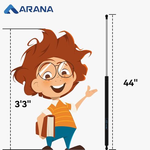 ARANA 44 inch 250LB Gas Struts Spring Shock with 13MM Ball Sockets 44" Extra Long Lift Support for Snowmobile Trailer Heavy Duty Lid Truck Bed Cover Tonneau Cover Trap Door(Fit 200-275LB), 2Pcs in Kuwait