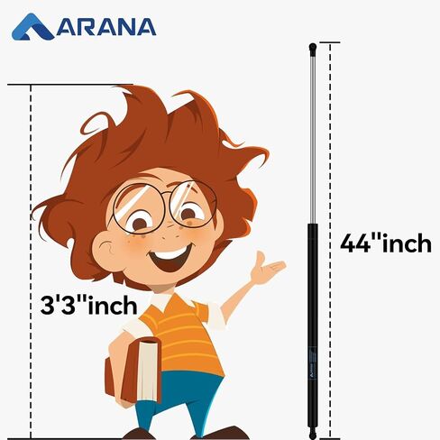 ARANA 44 inch 250LB Gas Struts Spring Shock with 13MM Ball Sockets 44" Extra Long Lift Support for Snowmobile Trailer Heavy Duty Lid Truck Bed Cover Tonneau Cover Trap Door(Fit 200-275LB), 2Pcs in Kuwait