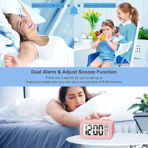 ساعة منبه رقمية LCD مقاس 4.5 بوصة، مع درجة حرارة داخلية، وسطوع تقويم الغفوة مع منبه يعمل بالبطارية بجانب السرير للجميع in Kuwait