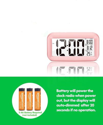 ساعة منبه رقمية LCD مقاس 4.5 بوصة، مع درجة حرارة داخلية، وسطوع تقويم الغفوة مع منبه يعمل بالبطارية بجانب السرير للجميع in Kuwait