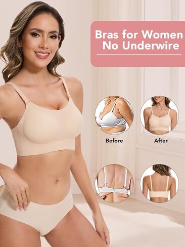 Push Up Bras for Women Wireless No Underwire Bras Backless Full Coverage Bralettes Soft Support Front Closure Bra in Kuwait
