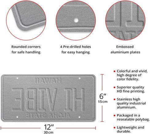 LUV 2 SRF - 6 x 12in Vintage Hawaiian Embossed License Plate in Saudi Arabia