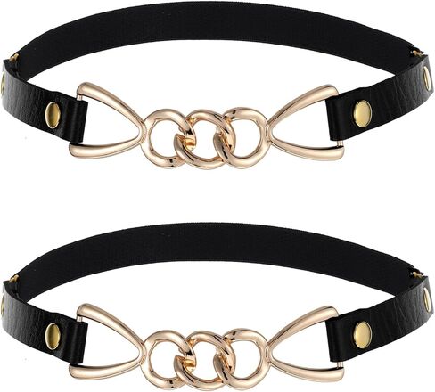 2 Pcs Thigh Garter Belts for women Adjustable Leg Garter High Elastic Fastening Garter Belt PU Simulated Leather Stockings Garter with Gold Chain Buckle Leg Harness for Thigh Strap High Socks, Black in Saudi Arabia