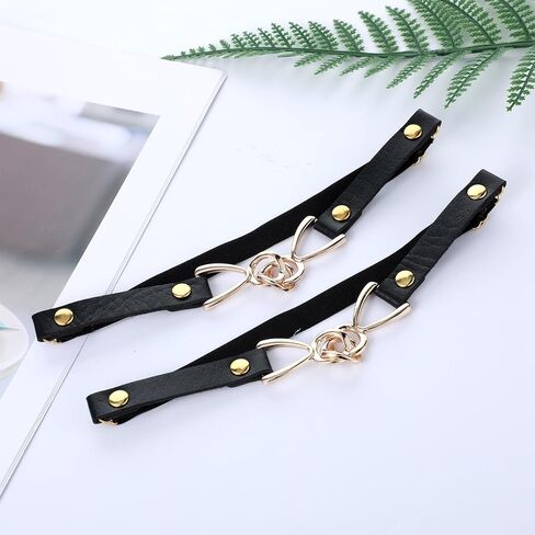 2 Pcs Thigh Garter Belts for women Adjustable Leg Garter High Elastic Fastening Garter Belt PU Simulated Leather Stockings Garter with Gold Chain Buckle Leg Harness for Thigh Strap High Socks, Black in Saudi Arabia