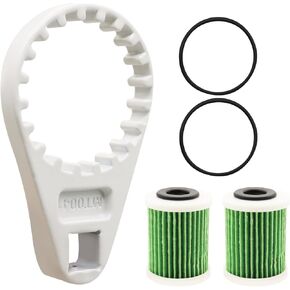 Fuel Filter Water Separator Wrench and 2 PCS Fuel Filter Elements with O-rings Compatible with Yamaha Outboard 4-Strokes VZ 150-300,VF 200-250,F150-250 HP to Current Replace#: 6P3-WS24A-01-00