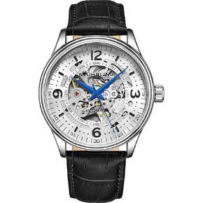 Stuhrling Original Men's Automatic Skeleton Dress Watch Genuine Leather Band with self Winding Mechanical Movement
