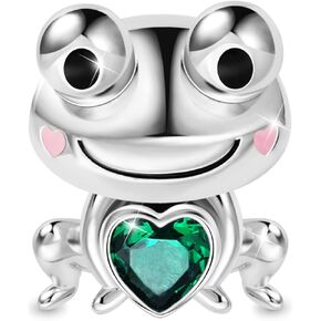 GNOCE Cute Frog Embraces Heart Gemstone Charm Bead Sterling Silver Fit Bracelet Jewelry Gift For Women Wife …