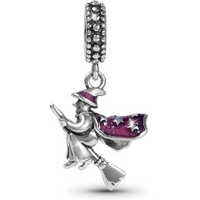 GNOCE Witch Pendant Charm Sterling Silver Dangle Charm Fit Bracelet/Necklace For Women Wife