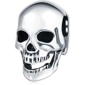 Skeleton Skull Charms fits Pandora Halloween Bracelet, Sugar Skull Antique Beads in 925 Sterling Silver, Dia De Los Muertos Charm Gifts for Friends/Family