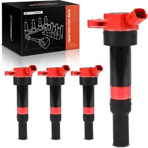 A-Premium (Red) Engine Ignition Coil Pack Compatible with Kia Soul 2012-2019, Forte 2014-2018, Rondo 2014 & Hyundai Elantra 2010-2020, Tucson 2014-2020, Elantra Coupe, Elantra GT, 1.8L 2.0L, 4-PC Set
