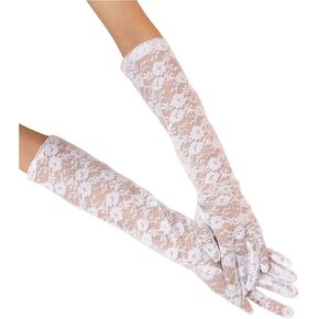 OYOANGLE Women's Elegant Floral Lace Gloves Wedding Bridal Gloves Elbow Length Glove for Costume Party