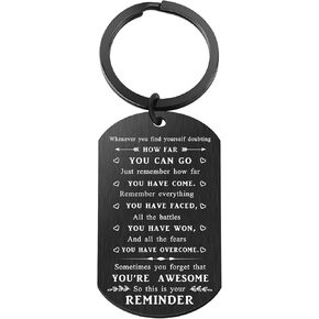 Sometimes You Forget You're Awesome Motivational Keychain Inspirational Gifts for Men Women, Medium, Black