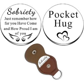 Ikacvb Pocket Hug Token Gifts For Women Friends Men Inspirational Keychain Sobriety Gifts For Men Women Christmas
