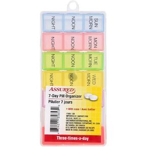 7-Day Pill Organizer Caddy Color Coded - 3 x 6.25 Inches