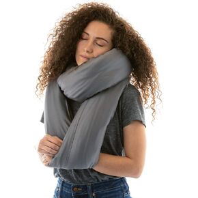 NAPRO Travel Pillow and Polyester Blanket, 3 in 1 Multi Use Square Pillow/Infinity Pillow/Micro Fleece Polyester Blanket for Comfort on Airplane, Car, Bus, and Home - Gray