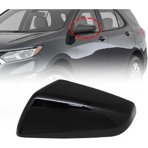 SecosAutoparts Glossy Black Left Side Mirror Cover Cap Compatible with Chevrolet Equinox 2018-2023 Compatible with GMC Terrain 2018-2023 Replace# 23406416 23406417 84225387 84545949