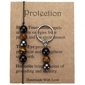 Healing Crystal Jewelry Set Natural Stone Bracelet Keychain New Beginning Inspirational Gifts for Women Men Friends Empath Protection Keychain