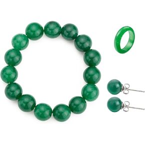 Green Jade Beaded Bracelet for Women men - Bring Good Luck Wealth Prosperity - Stress Relief Healing Crystal Bracelet - Mother's Day Jewellery