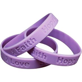 25 Adult Lavender Silicone Bracelets - 25 Adult Size Bracelets - Show Your Support For Gynecological Cancer Awareness, Epilepsy, Hodgkin's disease, Rett syndrome - Made of 100% Medical Grade Silicone