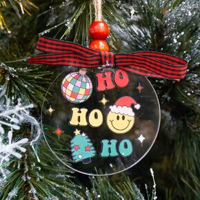 Talataca Believe 2D Flat Christmas Ornament & Wood Beads, Christmas Quotes Pine Tree Decor, Hanging House Charm Eve Keepsake, Car Rear View Mirror Accessories, Xmas Gifts