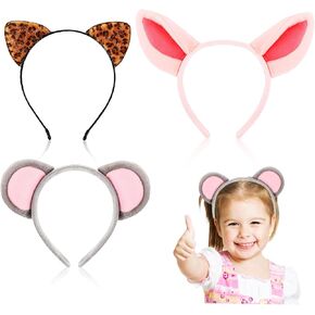 IMIKEYA Jungle Animal Headbands: 3pcs Animal Headbands Jungle Party Decorations Headbands Animal Hair Hoop Animal Ear Headband for Kids Adults Animal Costumes Cosplay Birthday Party