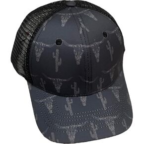 l Charcoal Bull Cactus Womens Snap Back Outdoor Horse Western Punchy Fashion Trucker Baseball Cap