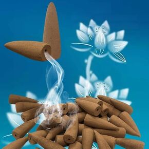 2inch India Big Backflow Incense Cones for Waterfall 30 Mins Long Burning time (6 Variants,120 Cones)