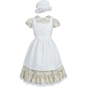 NSPSTT Colonial Dress Girls Laura Ingalls Wilder Costume Prairie Dress Girls Pioneer