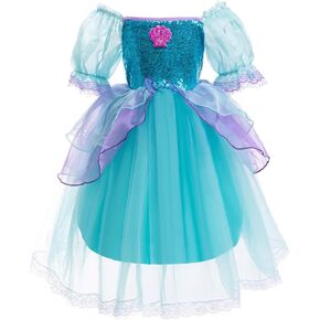 Dressy Daisy Princess Mermaid Sequin Costume Dress Up Halloween Birthday Party Outfit for Toddler Little Girls