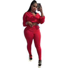 Uni Clau Women 2 Piece Outfits Tracksuit Drawstring Long Sleeve Zip Up Crop Jacket with Bodycon Pant Set Sweatsuit Clothes