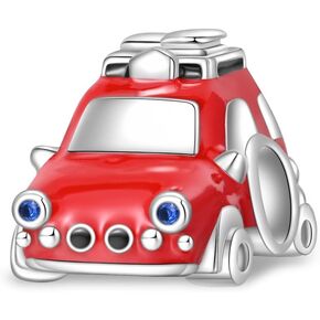 Silver Charms for Pandora Bracelets and Necklace Red Car Beads Jewelry Gifts for Women