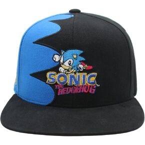 Concept One Sonic The Hedgehog Snapback Cap, Adjustable Snapback with Flat Brim, Black